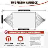 13FT Double Hammock With Spreader Bars - 600 lbs Capacity, Detachable Pillow, Heavy Duty Hanging Tree Design for Outside, Patio, Garden, Backyard, Beach, and Poolside OLALACOZY