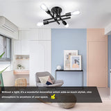 TOBUSA Semi Flush Mount Ceiling Light Fixture Matte Black, Modern Sputnik Close to Ceiling Light, Chandelier Light Fixture Ceiling for Bedroom Kitchen Living Room Dining Room, 4 Light E26 Socket TOBUSA