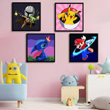 KOJEFCV 4 Pack Cartoon Paint by Number for Kids-Paint by Numbers for Kids Ages 4-8-12, DIY Paints with Numbers Easy Acrylic Oil Painting Kits for Home Wall Decor (8X8inch) KOJEFCV