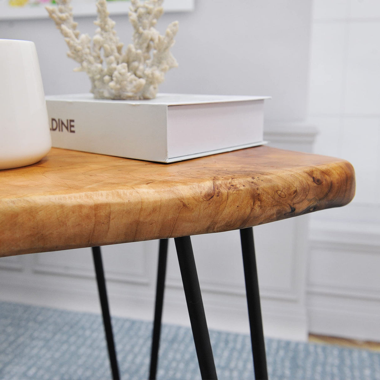 Warmaxx Natural Shape Cedar Wood Side Table, 13.5" x 12" x 17.5" Accent Vintage Wooden Slab Coffee Live Edge Tables Solid Rustic Plant Stand Outdoor End Table for Living Room Patio Bedroom Warmaxx