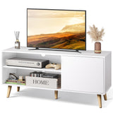 WLIVE TV Stand for 55 Inch TVs, Entertainment Center with Storage Cabinet, Mid-Century TV Stands for Living Room and Bedroom, 50" TV Console, White WLIVE