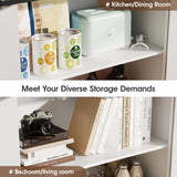 Fameill Farmhouse 71" Tall Kitchen Pantry Storage Cabinet with LED & Charging Station, Modern 4 Doors & Adjustable Shelves for Pantry Living Room Storage Hutch Cabinet, Free Standing Cabinet White Fameill