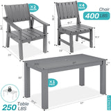 ZHUSI Patio Table and Chairs Set,HDPE Outdoor Dining Set with Umbrella Hole for Backyard, Poolside, Porch,All Weather,Grey ZHUSI