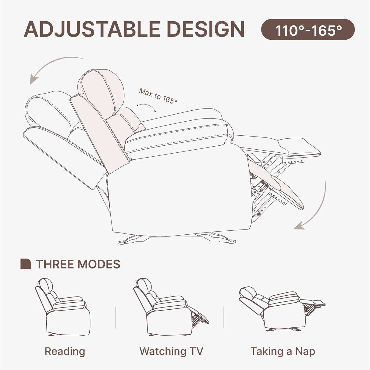 KISLOT Leather Recliner Chair Manual Sofa Rocker for Adults with Overstuffed Arm for Living Room Bedroom Home Theater Seating KISLOT