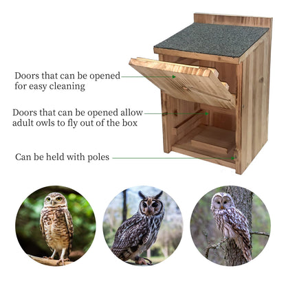 Owl House Wooden Building Kit for Adults Prebuilt Owl Box for Outside Premium Wooden Bird House Kit with Owl Box Cedar Shavings&Screws Included Owl Nesting Box,Barn Owl,Screech Owl Houses