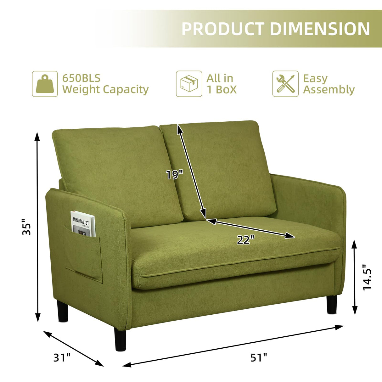 Zoxeions 51" Small Loveseat Sofa, Comfy Teddy Fabric with LED Mood Lighting Perfect for Bedroom, Living Room & Small Spaces, Tool-Free Assembly, Solid Wood Mini Couch for Apartment, Dorm Zoxeions
