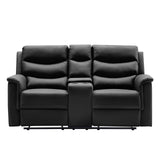 Ball & Cast 67" Comfy Living Room Sofa Set with 2 Recliners,Leather Adjustable Loveseat Couch W/ 2 Cup-Holder & Storage,2-Seater Motion Lounger Furniture for Home Theater Game Small Room Seating,Black Ball & Cast