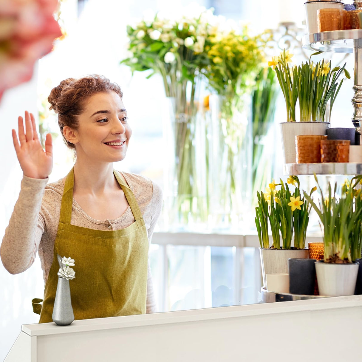 Reception Desk with Counter, Modern Front Desk with Lockable Drawers, White Retail Counter for Checkout Salon, Lobby, Store, Small Wood Cashier Table with Cable Grommet (White, 31x 14 x 36 inches) TEENKON