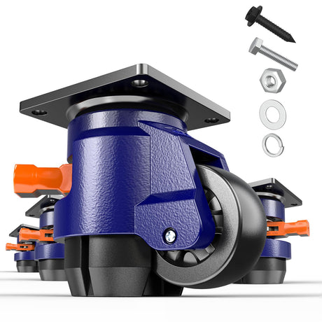 KOSTANZO Leveling Casters with Ratchet Handle Design Total Capacity 2200Lbs Heavy Duty Casters Set of 4 Workbench Casters with Adjustable Leveling Pads KOSTANZO