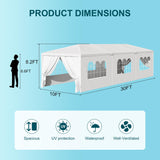 10' x 30' Outdoor Gazebo Tents with 8 Removable Sidewalls, Shade Canopy Tents with Transparent Windows, White Patio Canopy Tent for Party, Wedding, Beach, BBQ, Birthday, Events, Gatherings Usnipoya