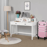 Yaheetech 47 in Large Writing Computer Desk with Drawers Home Office Desk, Wood Frame Secretary Desk for Home Office with Large Desktop, Modern Workstation with Removable Floating Organizer, White Yaheetech