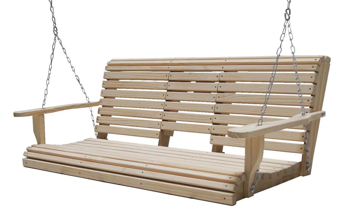 6 Feet Ft FLIP Cup Holder Console Cypress Lumber ROLL Back Porch Swing Made from Rot-Resistant Cypress Eternal Wood Made in The USA - Green Furniture - GO Green Ecommersify Inc