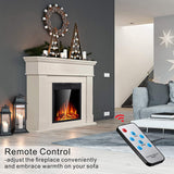 Electric Fireplace with Mantel Package Freestanding Fireplace Heater Corner Firebox with Log & Remote Control,750-1500W,Cream Xbeauty