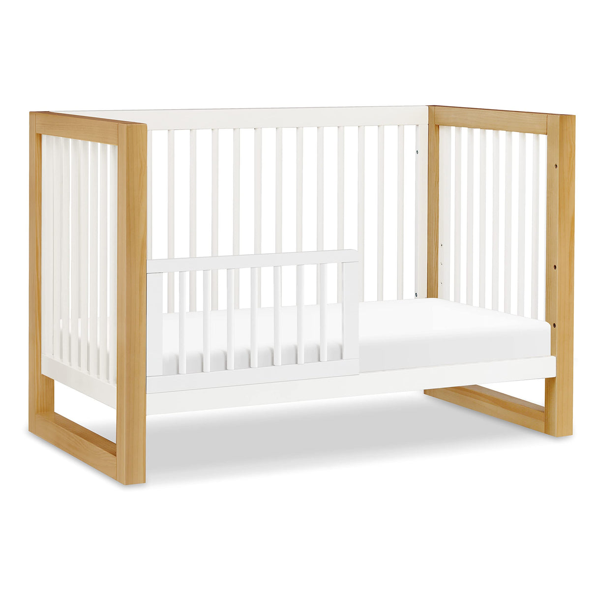 NAMESAKE Nantucket 3-in-1 Convertible Crib with Toddler Bed Conversion Kit in Warm White and Honey, Greenguard Gold Certified (M23301RWHY) NAMESAKE