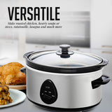 OVENTE Electric Slow Cooker with 3 Cooking Settings, Dishwasher-Safe Stoneware, Tempered Glass Lid and 3.7 Quart Oval Ceramic Pot Perfect for Entrees, Soups, Sauces, Stews and Dips, Silver SLO35ABR OVENTE