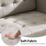 RXRRXY 72'' Top-Grain Loveseat Leather Sofa Couch, Modern Genuine Leather Love Seat Sofa Couch with Sofa Pillows and Classic Button Tufted Design for Living Room, Bedroom, Apartment (Beige) RXRRXY