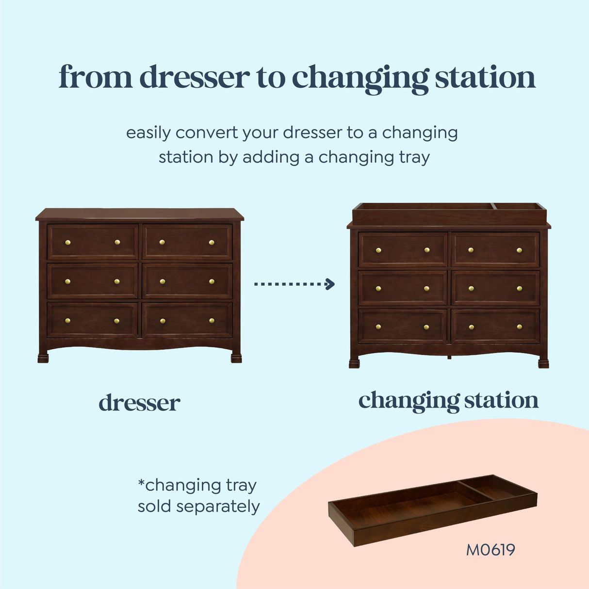 DaVinci Kalani 6-Drawer Baby Dresser for Nursery - Wooden Double Chest of Drawers for Kids, Boys and Girls - Multi-Purpose Storage Espresso Dresser for Bedroom, Living Room & Hallway, Easy to Assemble DaVinci