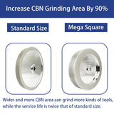 Mega Square CBN Grinding Wheel 8 inch 80 Grit,1.5” Wide,5/8” Arbor,1" Down The Side,for Sharpening Woodturning and HSS Tools,Suitable for All Kinds of 8-inch Bench Grinders(80 Grit) HEYSHARPEN