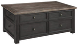 Signature Design by Ashley Tyler Creek Rustic Farmhouse Lift Top Coffee Table with Drawers, Brown & Black Signature Design by Ashley