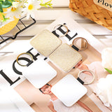 Equsion 16 Pcs Sublimation Blanks Keychain Glitter PU Leather Keychain Heat Transfer Keyring for DIY Crafts Making (Square) Equsion