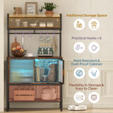 Rustic Chic 5-Tier Bakers Rack with Storage Cabinet and LED Lighting Bestier