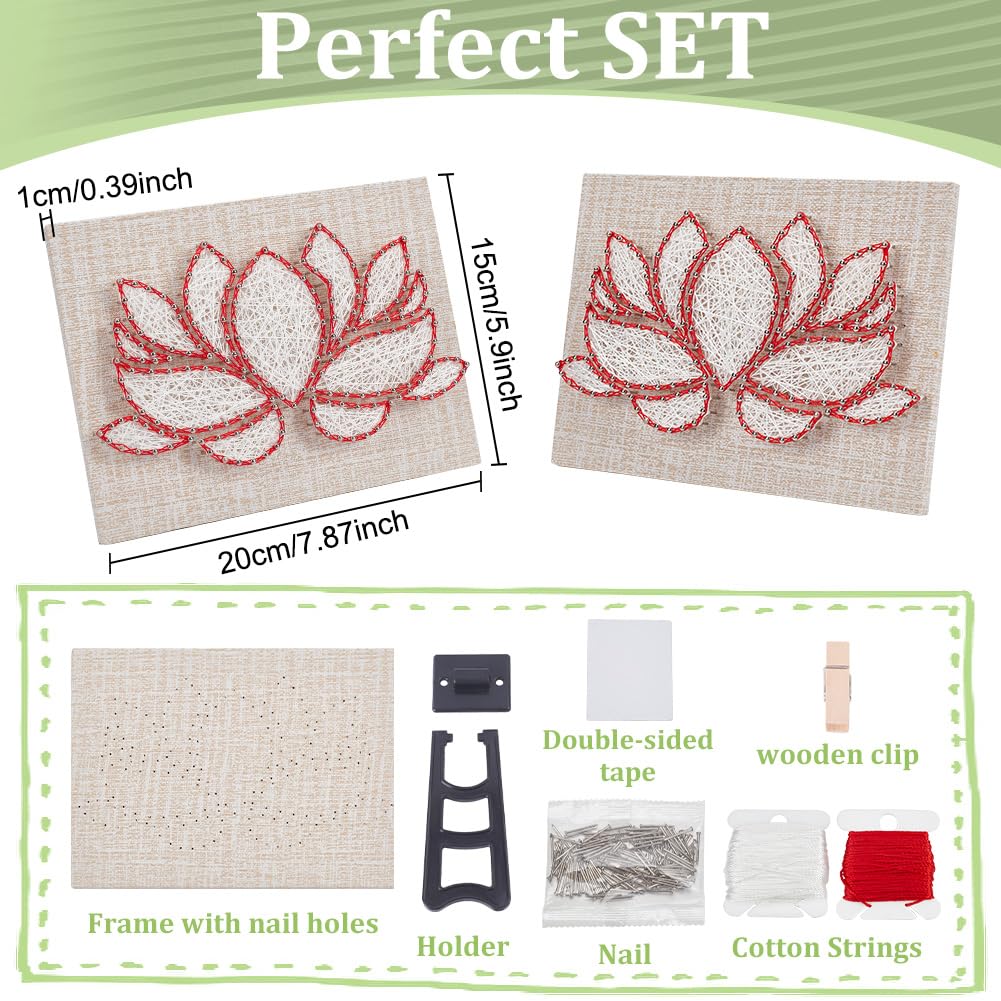 INFUNLY DIY Lotus Flowers String Art Kit for Adults, 9x6.2 inches, Modern Floral Wall Art, Easy to Make DIY Nail String Art Kit with Instruction, Multicolor, Unisex, Non-Foldable INFUNLY