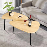 WDSHIYI Wood Nesting CoffeeTable Set of 2 Irregular Accent Table for Living Room Bedroom Industrial Small Stacking Side Tables for Couch,Natural WDSHIYI