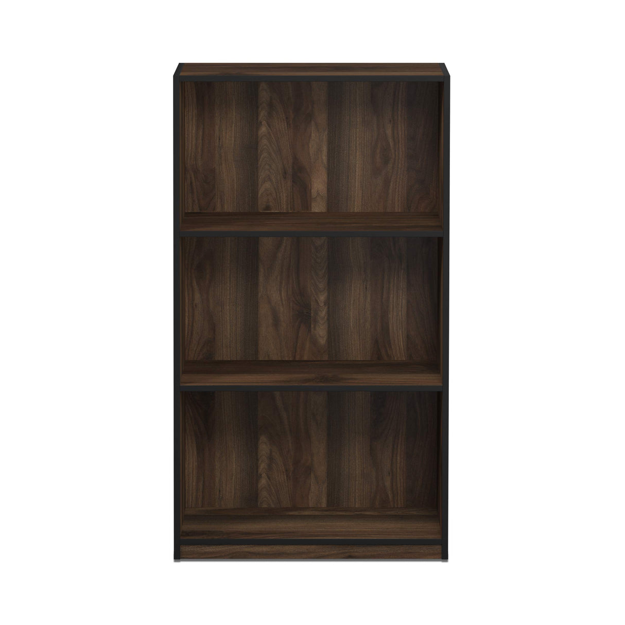 FURINNO Basic 3-Tier Bookcase Storage Shelves, Columbia Walnut FURINNO