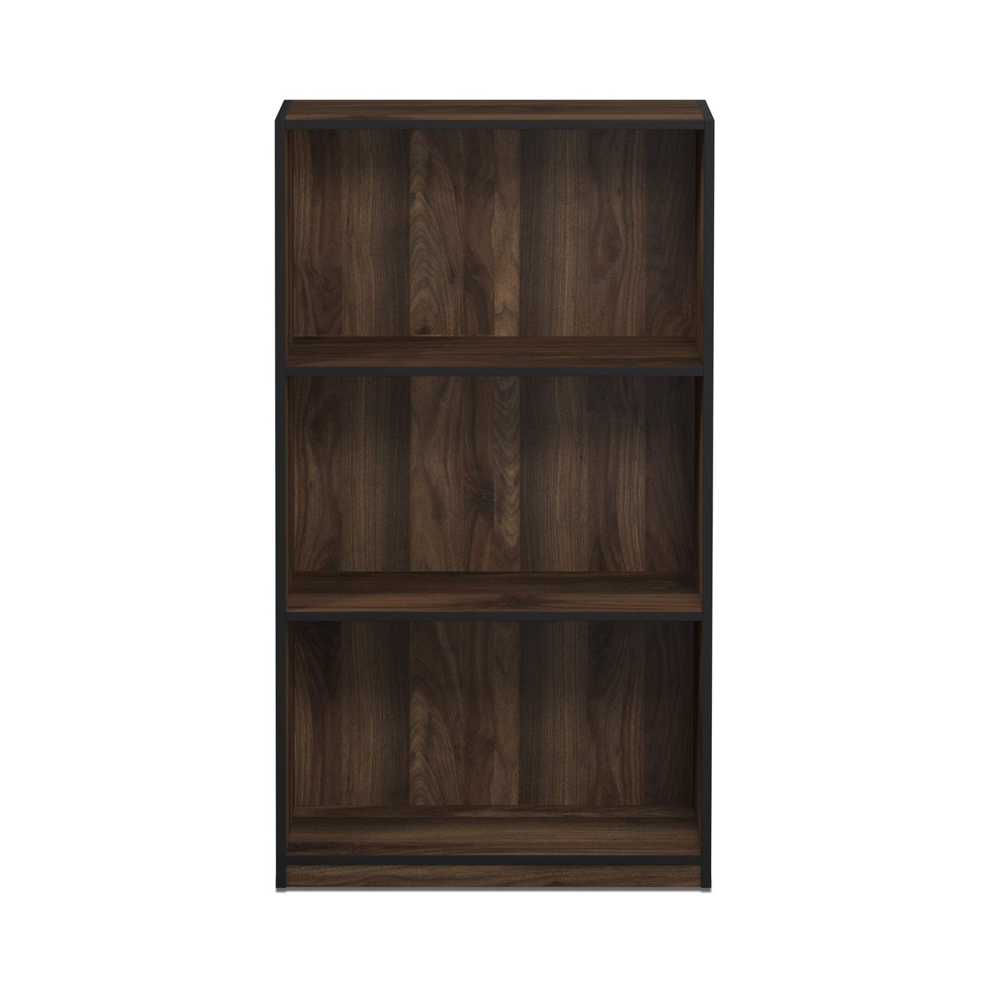 FURINNO Basic 3-Tier Bookcase Storage Shelves, Columbia Walnut - WoodArtSupply