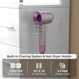 VALONDINO Makeup Vanity Desk with Power Outlet, 46'' Glass Top Vanity Set, 7 Drawers Vanity Table with Cushioned Stool, 3 Lighting Modes Brightness Adjustable,White VALONDINO