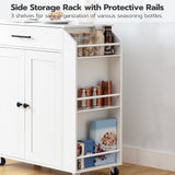 HOOBRO Kitchen Island with Power Outlet, Kitchen Storage Island with Spice Rack and Drawer, Rolling Kitchen Cart on Wheels, for Home, Kitchen and Dining Room, White WT82UZD01G1 HOOBRO