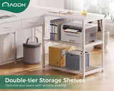 AODK 61 Inch L Shaped Computer Desk with Drawers, Corner Desk with Power Outlets & Reversible Storage Shelves, Movable CPU Stand for Home Office Gaming, White AODK