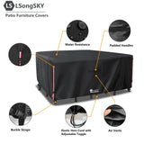 LSongSKY Outdoor Furniture Covers Waterproof,600D Heavy Duty Patio Cover for 6/7/8 PCS Sets Sectional Sofa Couch Dining Rocking Swivel Chairs Ottomans Coffee Table,111L x 74W x 28H inch Black LSongSKY