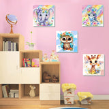 4 Pack Animal Paint by Number for Kids with Wooden Frame, Paint by Numbers for Kids Animals Ages 4-8-12, Easy Elephant Owl Giraffe Zebra DIY Acrylic Oil Painting Kits for Home Wall Decor (8X8 inch) xackcme