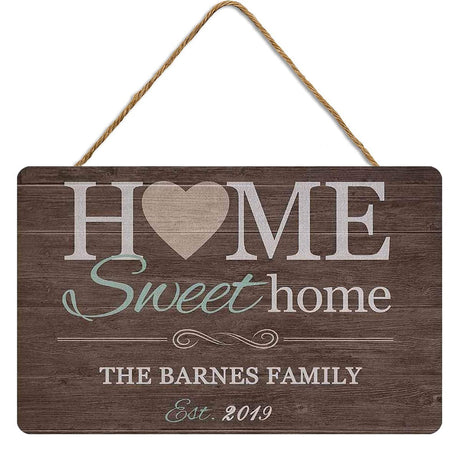 Personalized Home Sweet Home Sign Welcome Sign for Front Door Wood Farmhouse Hang Wall Decor Family Living Room Decoration Juidei