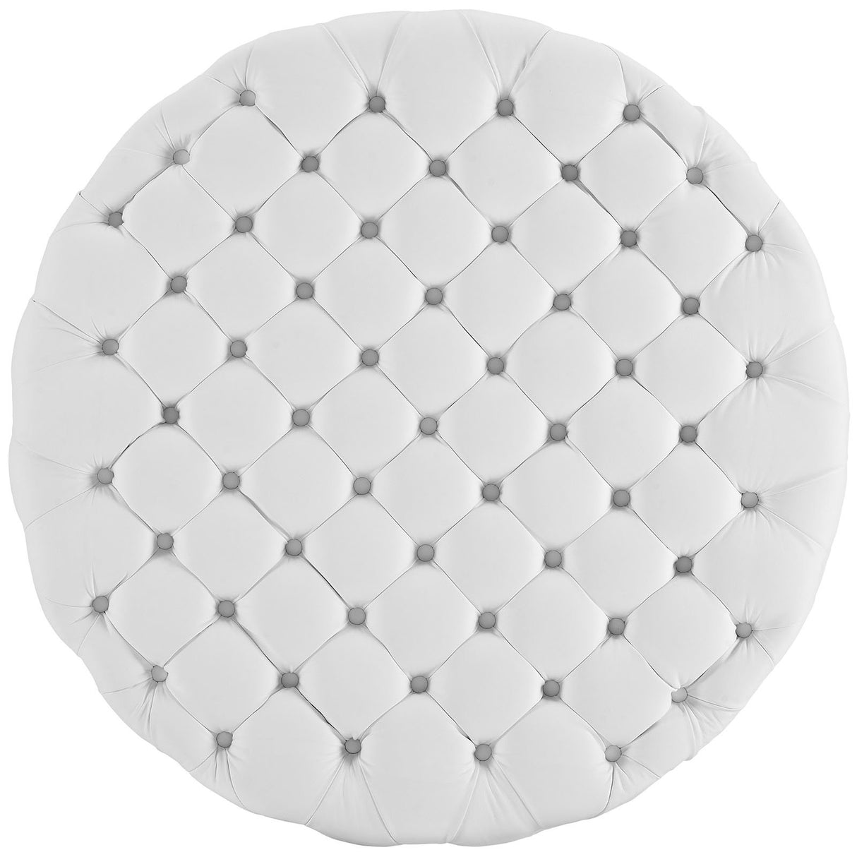 Modway Amour Faux Leather Button-Tufted Round Ottoman in White Modway