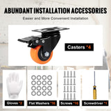 VEVOR Caster Wheels, 2-inch Swivel Plate Casters, Set of 4, with Security Dual Locking No Noise PVC Wheels, Heavy Duty 150 lbs Load Capacity Per Caster, Non-Marking Wheels for Cart Furniture Workbench VEVOR