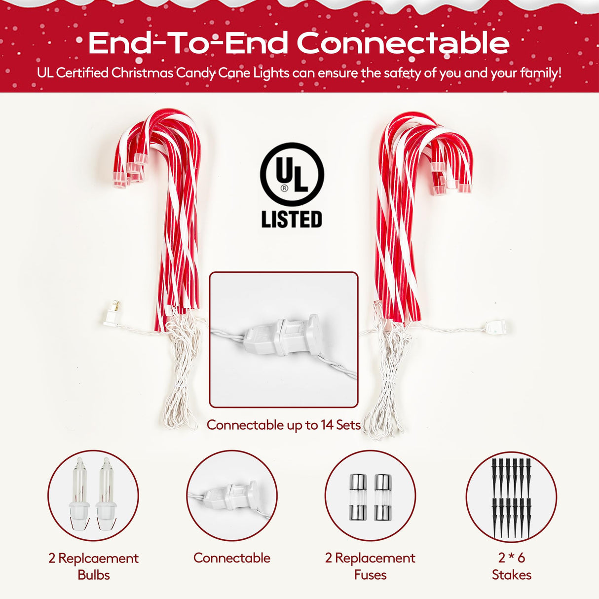 Christmas Candy Cane Lights 12Pcs Christmas Pathway Lights with 72 Count Incandescent Clear Lights, Connectable 12 Inch Pathway Makers Lights for Indoor Outdoor Walkway Patio Yard Lawn Decorations KiflyTooin