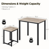 Yaheetech 3 Piece Dining Table Set - Kitchen Table & Chair Sets for 2 - Compact Table w/ 2 Stools & Space Saving Design for Dining Room Living Room Kitchen, Gray Yaheetech