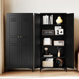 Letaya Black Storage Cabinet with Feets-Metal Home Kitchen Pantry Cabinets with Doors and Adjustable Shelves,Organization Locker for Cupboard/Bedroom/Dining/Living/Bathroom/Office/Garage Room (Black) Letaya