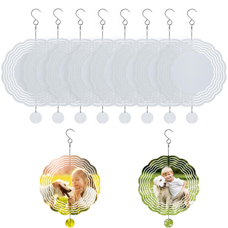Mmucco 10 Pack Sublimation Wind Spinner Blanks 10 Inch,3D Aluminum Wind Spinners Sublimation Blank DIY Crafts Ornaments for Indoor Outdoor Garden Yard Mmucco