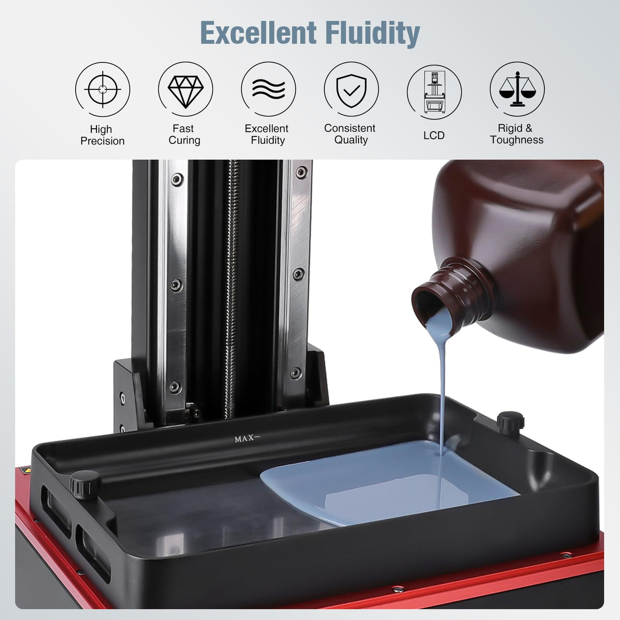 ELEGOO Upgraded Standard 3D Printer Resin, Photopolymer 405nm UV Curing Resin 2.0 for LCD/DLP 3D Printing Grey 2KG ELEGOO