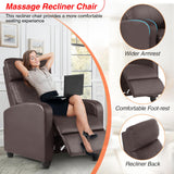 FDW Recliner Chair Massage Chair Reading Chair Reclining Sofa Home Theater Seating with Lumbar Support Massage and Padded Backrest for Living Room and Bedroom (Leather, Brown) FDW