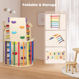 Pikler Triangle Set with Cushion, 5 in 1 Foldable Montessori Climbing Set for Toddlers Age 1-6, Climbing Triangle Set with Slide and Climbing Ramp Toddler Indoor Playgrounds, Gift for Kids (Rainbow) GCCSJ