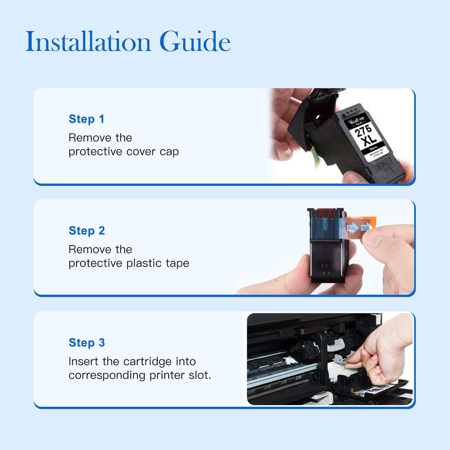 Valuetoner Supply Ink Cartridges Replacement for Canon 275XL 275 XL PG-275 XL PG275 Black Ink Cartridge to use with Canon PIXMA TS3500 TS3522 TS3520 TR4700 TR4720 TR4722 Printer (2 Black)