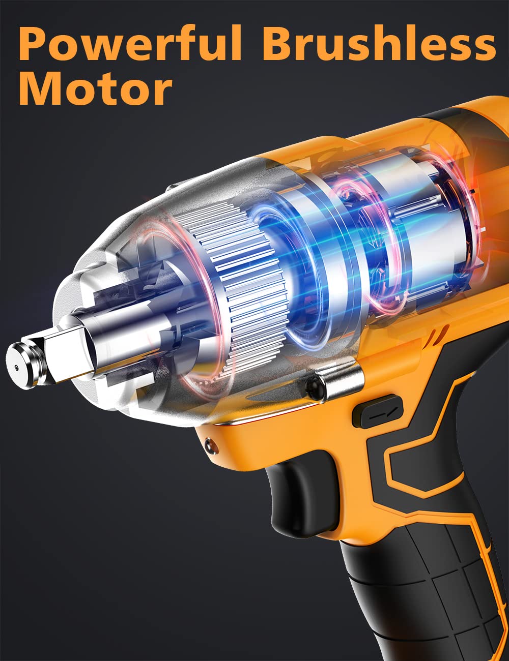 VTEK Brushless Impact Wrench 1/2 Inch Cordless Impact Wrench,Max Torque 700N.m Impact Gun 515 ft-lbs for Car Tiers VTEK