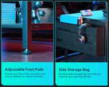 ODK 55 Inch L Shaped Gaming Computer Desk with Power Outlets, Corner Desk with Reversible Storage Shelves & PC Stand for Small Space, Modern Simple Home Office Table, Carbon Fiber Surface, Black ODK