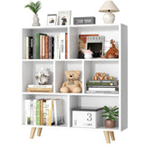 Shintenchi Wooden 7 Cube Bookshelf, 3 Tier Bookcase with Legs, Modern Open Storage Organizer Shelf,Display Cabinet Shelf Free Standing Bookshelves for Bedroom,Living Room,Office,White Shintenchi