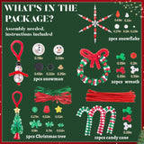 NLUS Christmas Crafts for Kids Adults, 45 Pcs Christmas Beaded Ornament Kits Holiday Crafts - Including Snowman/Christmas Tree/Wreath/Candy Cane/Snowflake (Assembly Required) NLUS