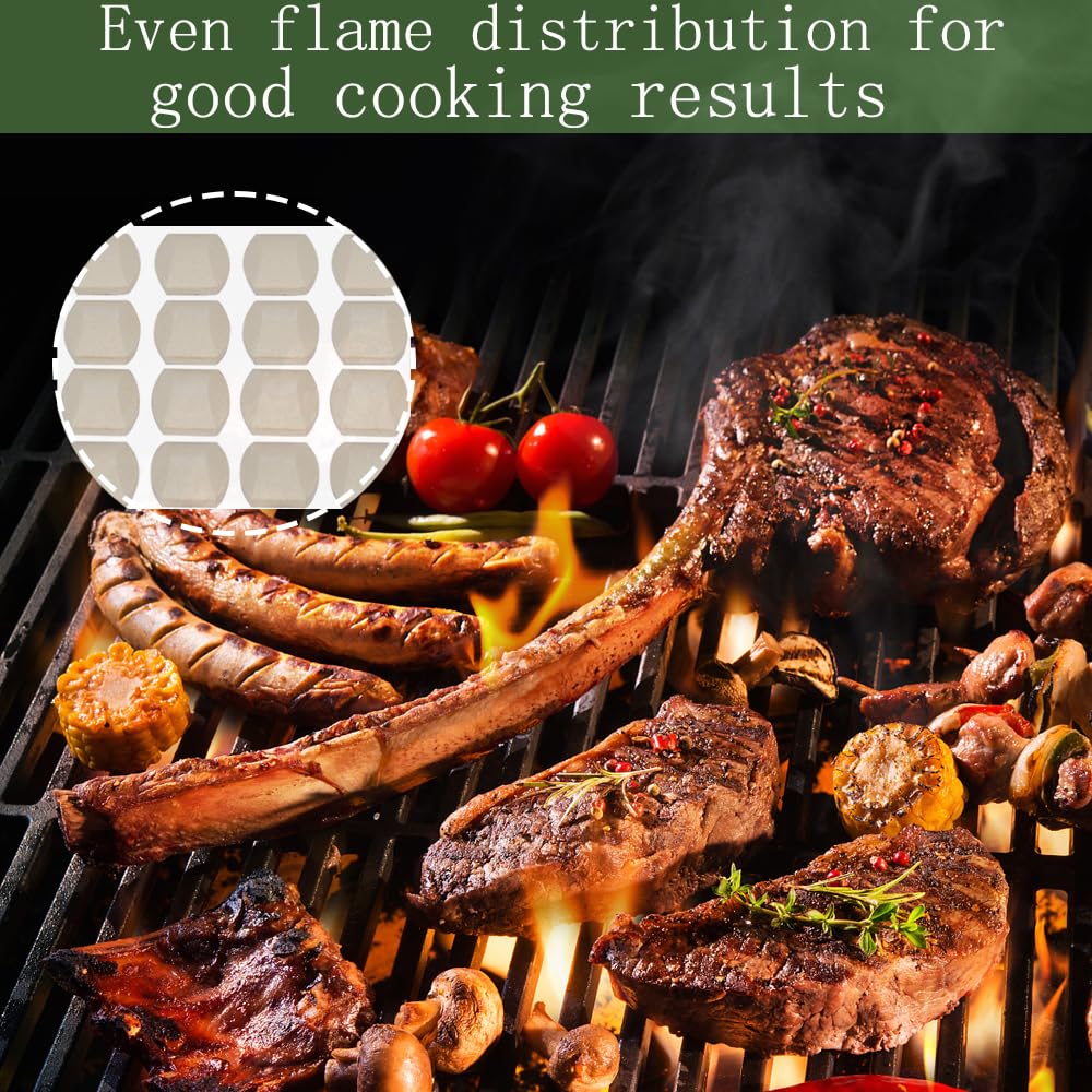 Leship Ceramic Briquettes Replacement for Turbo, Nexgrill Gas Grills, Gas Grill Briquettes Replacement for Lava Rocks, 50-Piece, 2 x 2 inches Leship